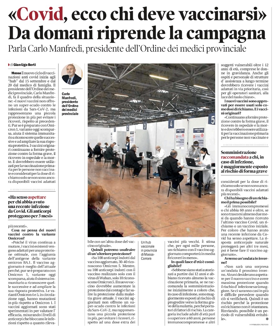 Clicca per accedere all'articolo Covid, ecco chi deve vaccinarsi. Da domani riprende la campagna.